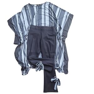Investments Slim Factor High Low Striped cape & Solid Legging Set Sz M